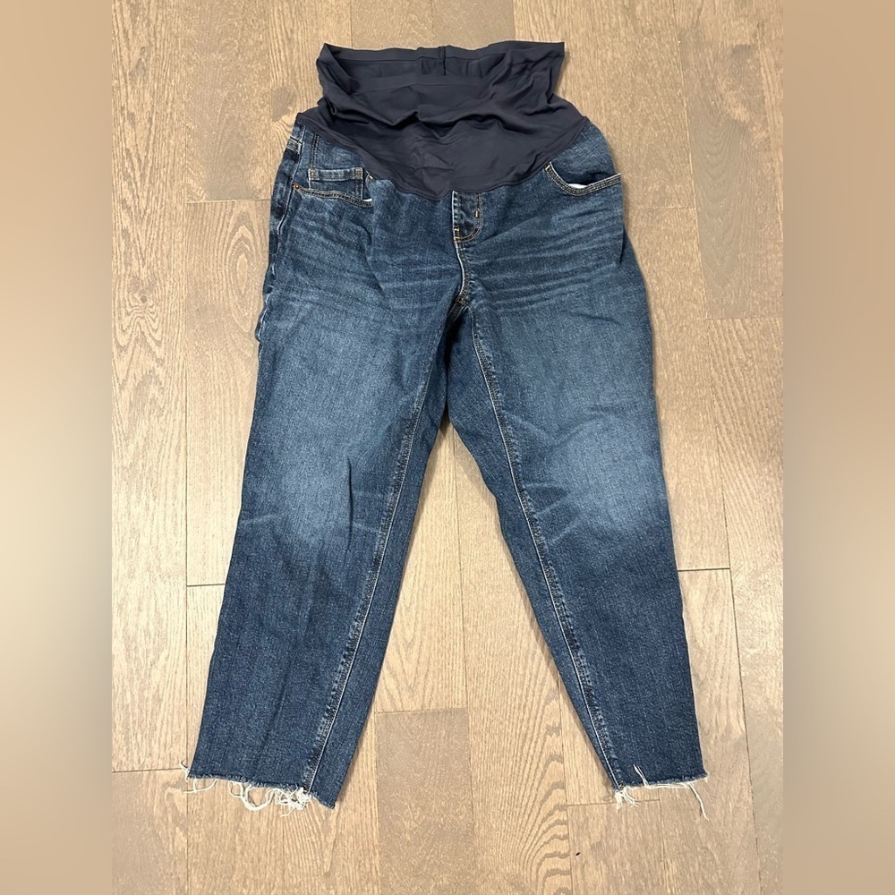 Old Navy Panel Dark Blue Boyfriend Maternity Jeans